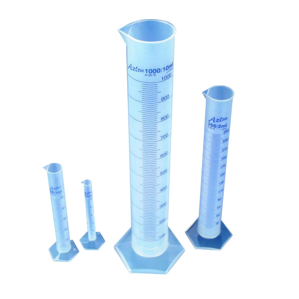 250 ml Capacity Pack of 2 Azlon 537815-0250 Polypropylene Graduated Cylinder with Printed Graduations 
